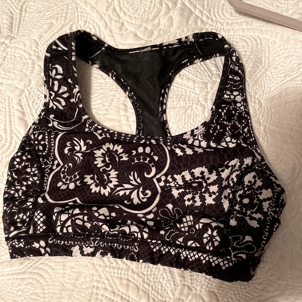 Black and white Sports bra